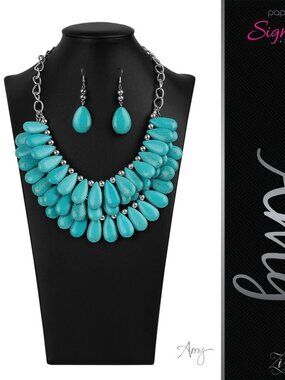 Paparazzi Zi Collection “The Amy” Signature Series Turquoise Necklace & Earrings